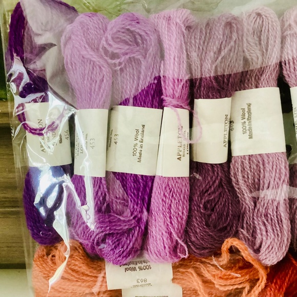 Appleton Yarn of London Wool Needlepoint Tapestry Thread Lot of 16 Purple Orange - Picture 8 of 11